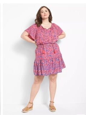 Pink Floral Tiered Short Skirt